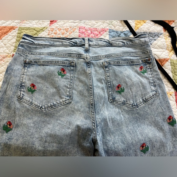 Pilcro Light Blue Embroidered Rose Boyfriend Jeans - Picture 8 of 16
